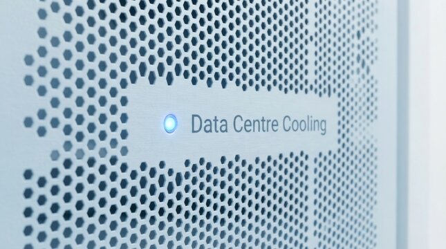 Data Centre Cooling Label on Perforated Server Panel Close-Up