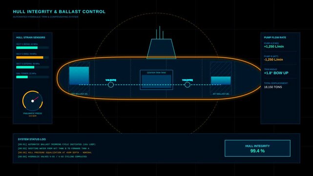 Futuristic Ship Hull Integrity and Ballast Control System Monitoring Interface with Data Analytics