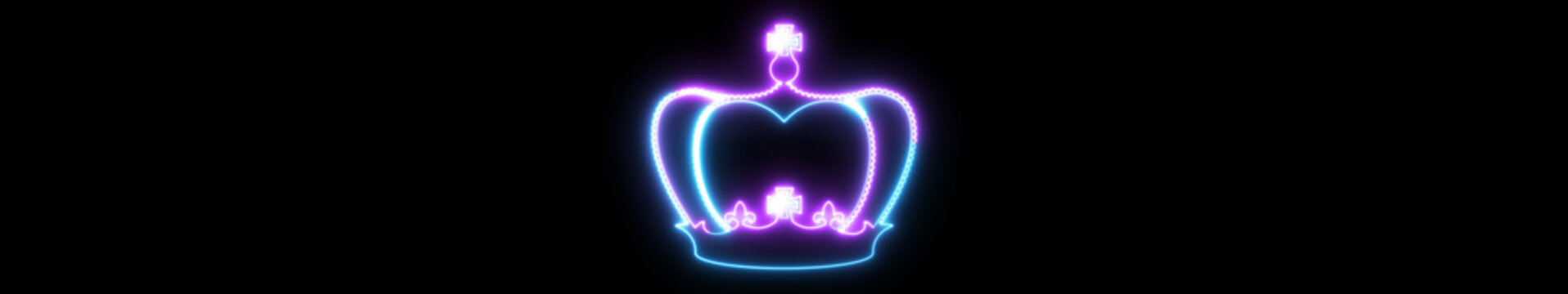 Ultrawide Neon Glowing Royal Crown Animation on Black Background &ndash; Luxury King Queen Crown Icon, Regal Light Outline, Seamless Loop, 4K Widescreen Motion Graphics with Alpha