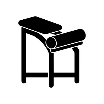 Black silhouette of a stool with a backrest on a white background