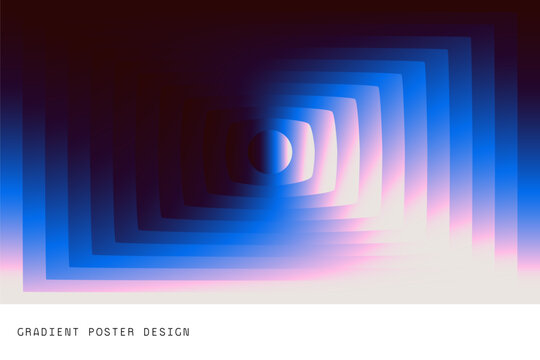 Abstract Blue Pink Gradient Background with Repeating Perspective Tunnel
