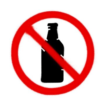 No Alcohol Sign With Bottle Prohibited Symbol, No Drinking And Alcohol Ban Icon For Safety