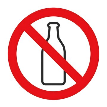 No Alcohol Sign With Bottle Prohibited Symbol, No Drinking And Alcohol Ban Icon For Safety