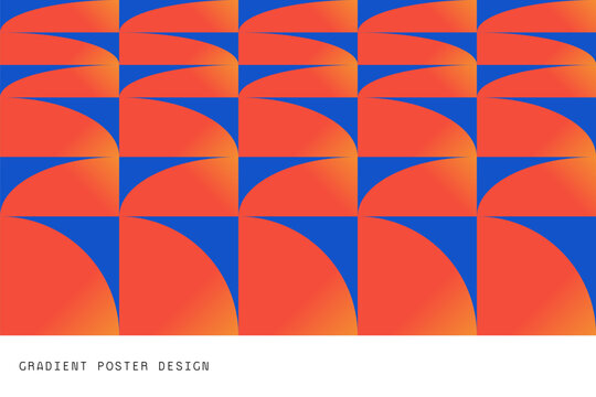 Abstract Red Blue Geometric Pattern with Repeating Curved Shapes