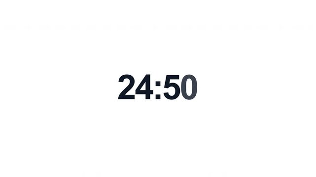 Minimal 25-Minute Digital Countdown Timer Showing Twenty Four Minutes and Fifty Seconds
