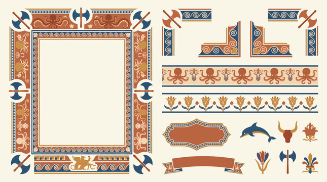 Ancient Minoan Cretan Frame Border Ornamental Decorative Set