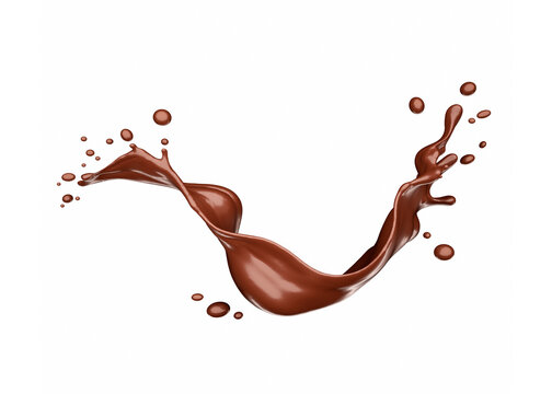 Splash of chocolate milk or cream isolated on white background - 3D illustration