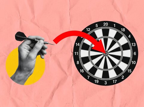 Person Throwing Dart Towards Target Board