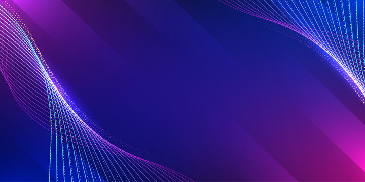 Abstract wave background with glowing light lines. Design for futuristic technology software banner fintech and tech visual assets.