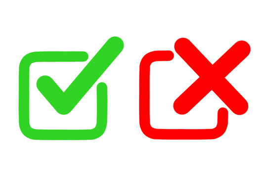 Green check mark and red cross symbolizing correct and incorrect choices