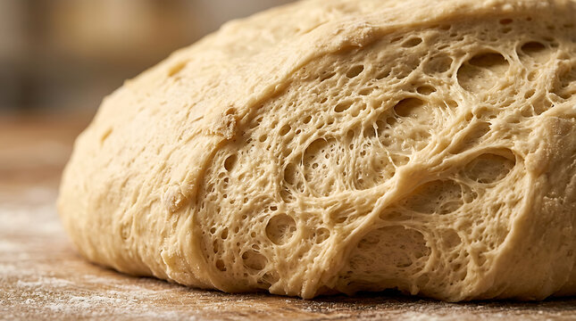 Raw Yeast Dough Texture Close-up Macro Bread Making Home Baking Ingredients