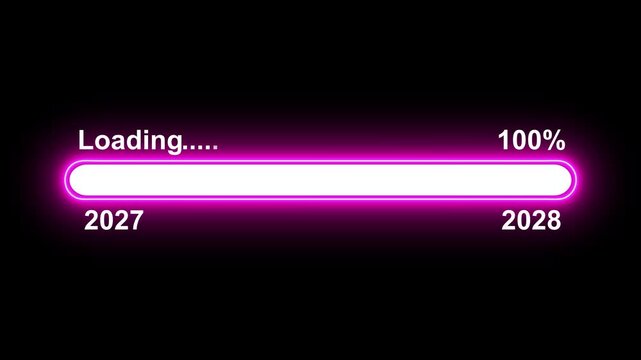 Year changing from 2027 to 2028. Loading bar icon. Loading Animation with Rotating Bars Progress Indicator motion loading buffering symbol progress bar 2028.