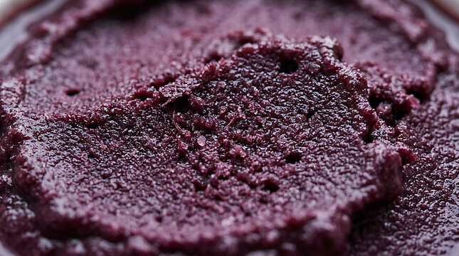 Close-up of rich, textured purple acai berry puree, healthy food background