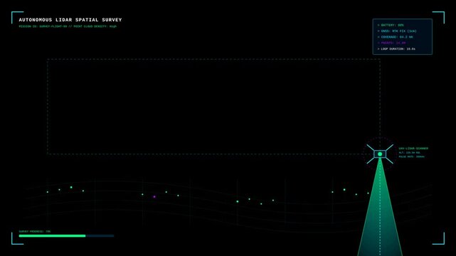Autonomous Lidar Spatial Survey HUD Animation for Drone Mapping and Scientific Technology Analysis