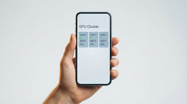 GPU Cluster Node Temperatures on Smartphone Held in Hand