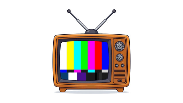 Vintage television receiver with colorful test pattern