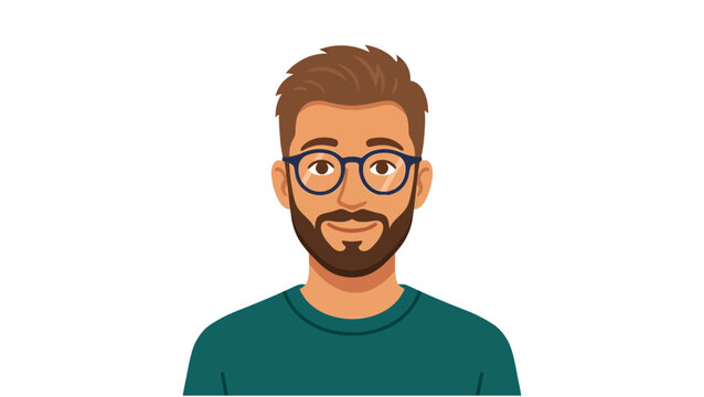 Bearded young man with glasses vector avatar