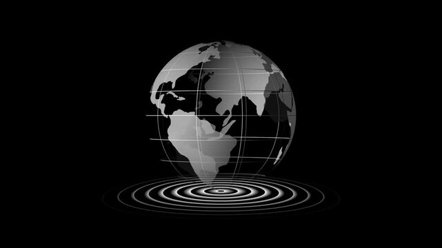 International news background animation. Digital world news background animation, global earth rotating Digital World News Studio Background for news report and breaking news, alpha channel