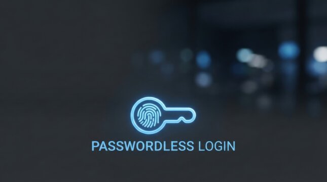 Passwordless Login Fingerprint Key Icon on Dark Background