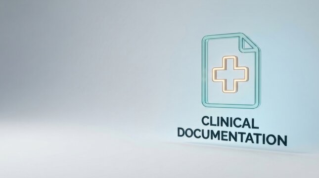 Clinical Documentation Icon With Medical Cross on Light Background