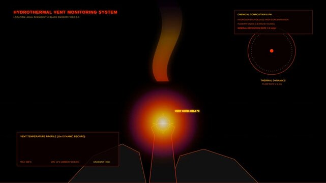 Deep Sea Hydrothermal Vent Monitoring System Abstract Digital Display Interface Science Animation