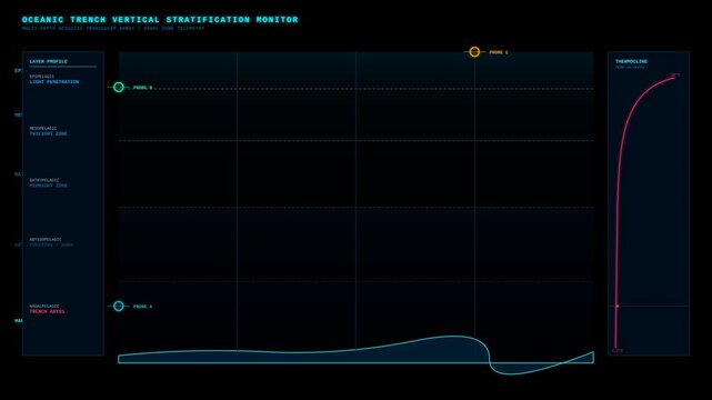 Deep Sea Trench Vertical Stratification Monitoring Digital Interface HUD Animation