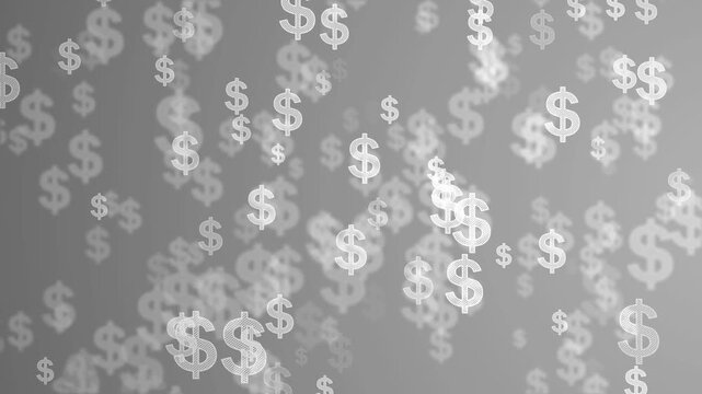 Abstract background with floating dollar signs money finance growth and investment animation