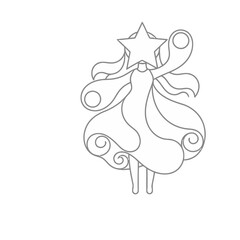 Fototapeta premium Stylized Figure with Star Head and Flowing Garments