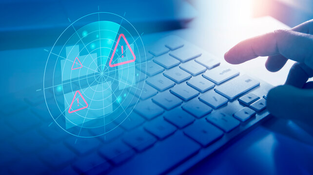 Malware attack virus alert , malicious software infection , cyber security awareness training to protect business information from threat attacks