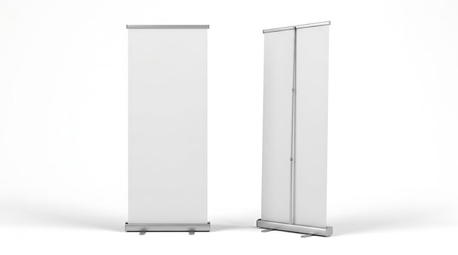 Retractable banner mockup, standee roll up banner mock up template on isolated white background
