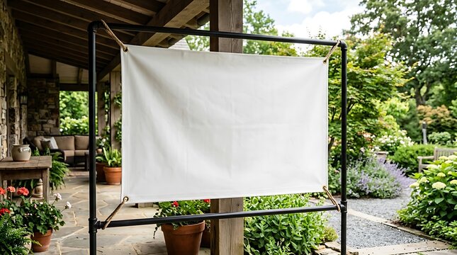 Blank white indoor outdoor fabric banner