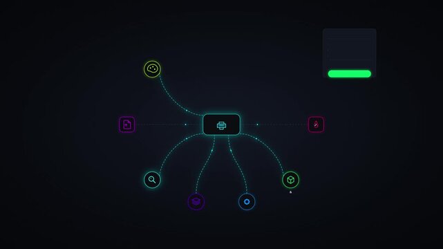 Neon mind map network, futuristic data visualization