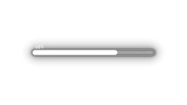 Glowing half-filled progress bar with percentage label animation, Waiting loading bar animation