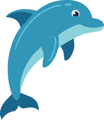 cute dolphin cartoon illustration isolated on transparent background © defianatia design