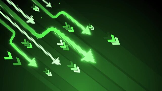 Abstract background with arrows and chevrons moving diagonally downward animation