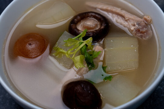 Chicken Soup with Pickled Lime and Winter Melon.