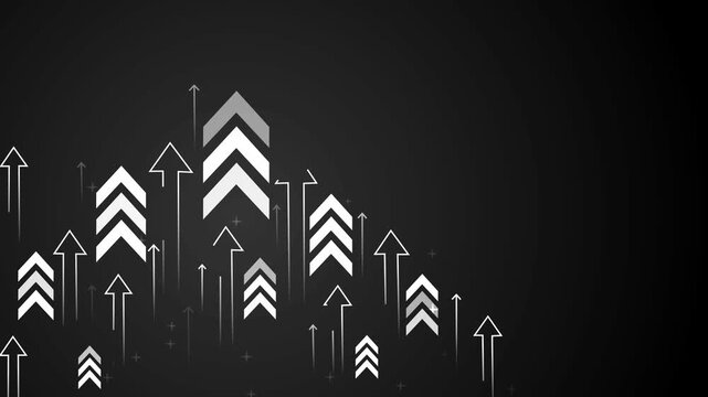 Abstract background with upward arrows and chevrons, showing growth progress success and rising trend animation