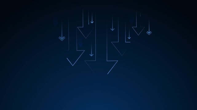 Abstract background with thin arrows pointing downward,showing decline fall and movement animation