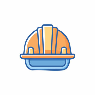 Vector illustration of an orange safety hard hat icon representing industrial construction and site safety