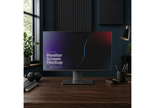 Monitor Screen Mockup Template for Creative Brand Design and Launch