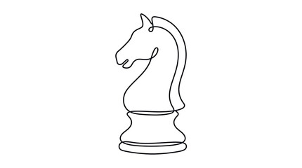 Chess Knight One Line Drawing Minimalist Strategy Business Concept © Akhsan