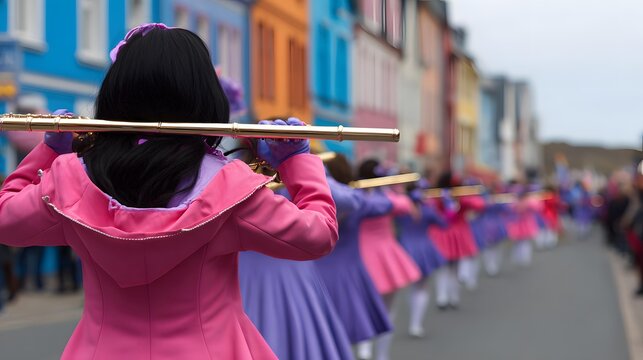musicians playing traditional instruments during a village festival, colorful regional costumes, joyful atmosphere, detailed cultural heritage