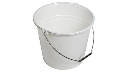 An empty classic white plastic bucket isolated on transparent background. © Ramsey