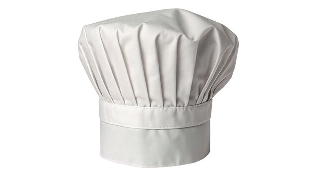 White professional chef hat classic design isolated on transparent background.