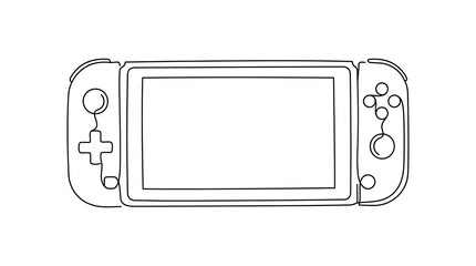 Continuous Line Art of a Handheld Portable Video Game Console © Akhsan