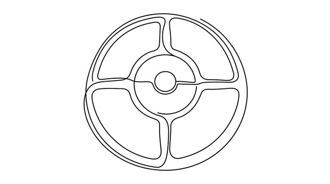 Continuous line drawing of a circular infographic process chart