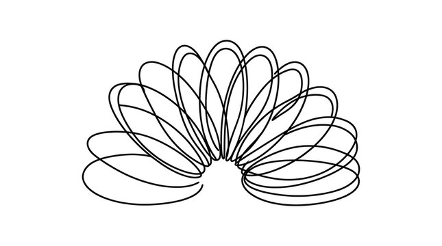 Continuous Line Drawing of a Metal Coil Spring Toy Illustration