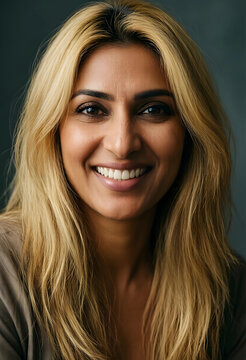 Confident and happy indian woman smiling, positive emotions and well being, diverse representation in business and lifestyle