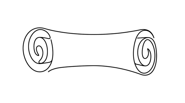 Continuous Line Drawing of a Rolled Paper Scroll
