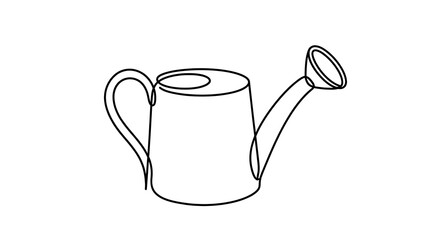 Continuous Line Drawing of a Watering Can Minimalist Garden Icon © Akhsan